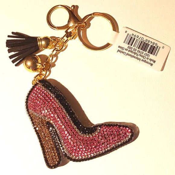 Chic Rhinestone Key Holde Crystal Keychain Shoes H - Picture 2 of 2